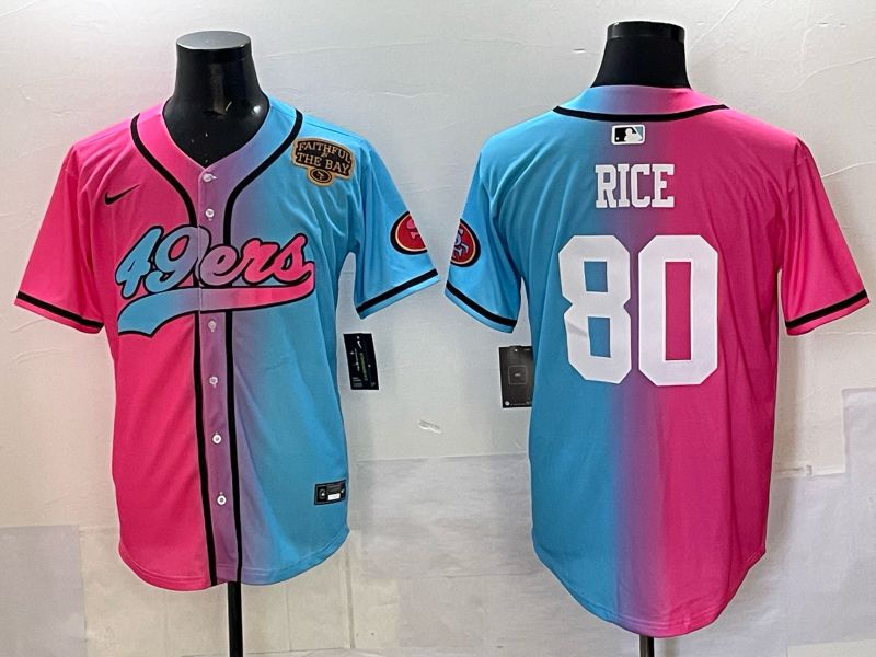 Men 2025 San Francisco 49ers #80 Rice Pink Blue Nike Limited NFL Jersey 06->san francisco 49ers->NFL Jersey